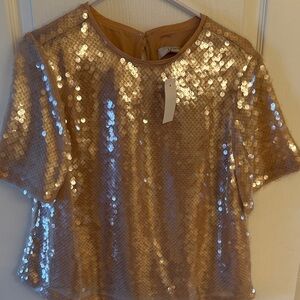 LOFT Shimmering Gold Sequin Blouse